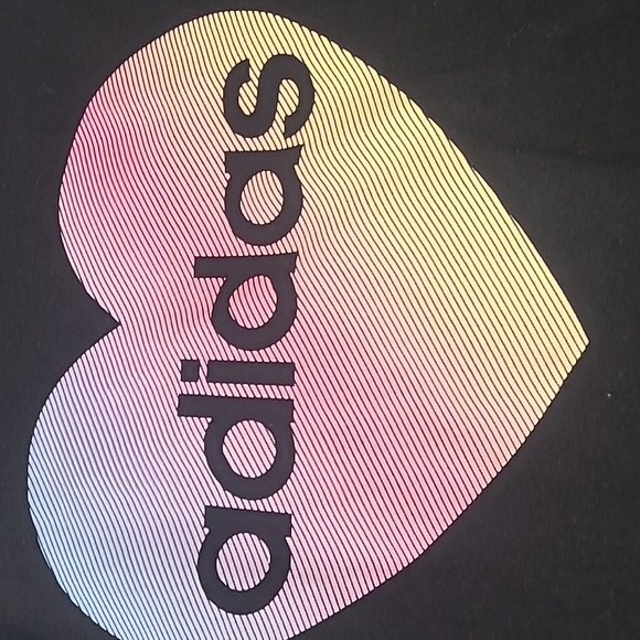 Adidas Black Tee with Gradient Heart Logo - Picture 2 of 5